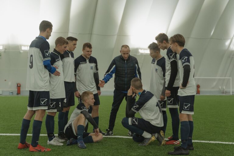 a coach talking to his team