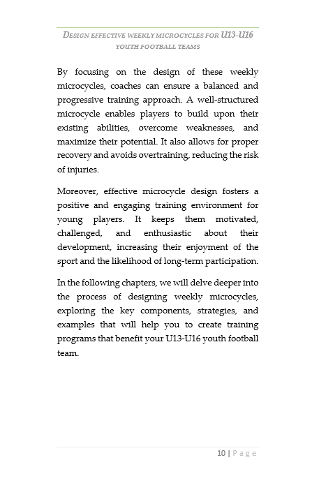 DESIGN EFFECTIVE WEEKLY MICROCYCLES FOR U13-U16 YOUTH FOOTBALL TEAMS