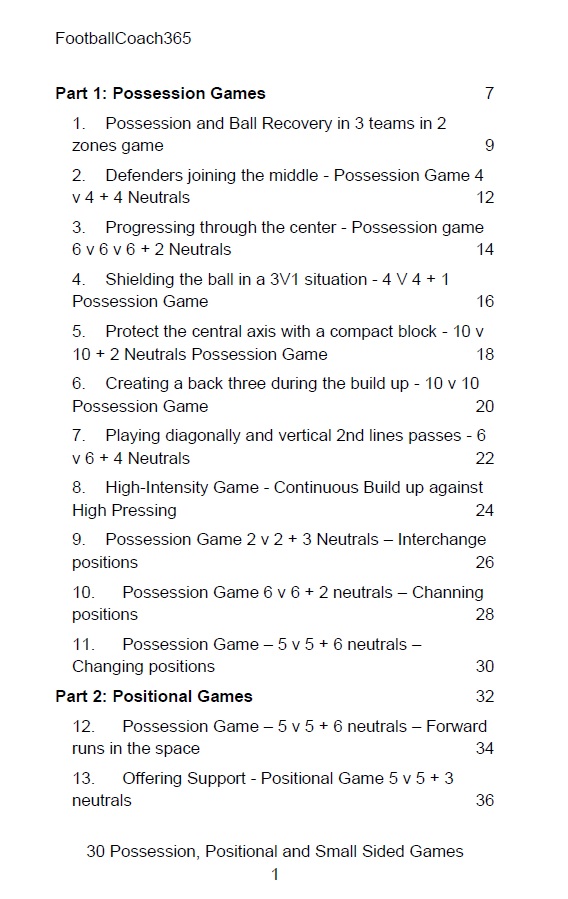 30 possession, positional and small sided games