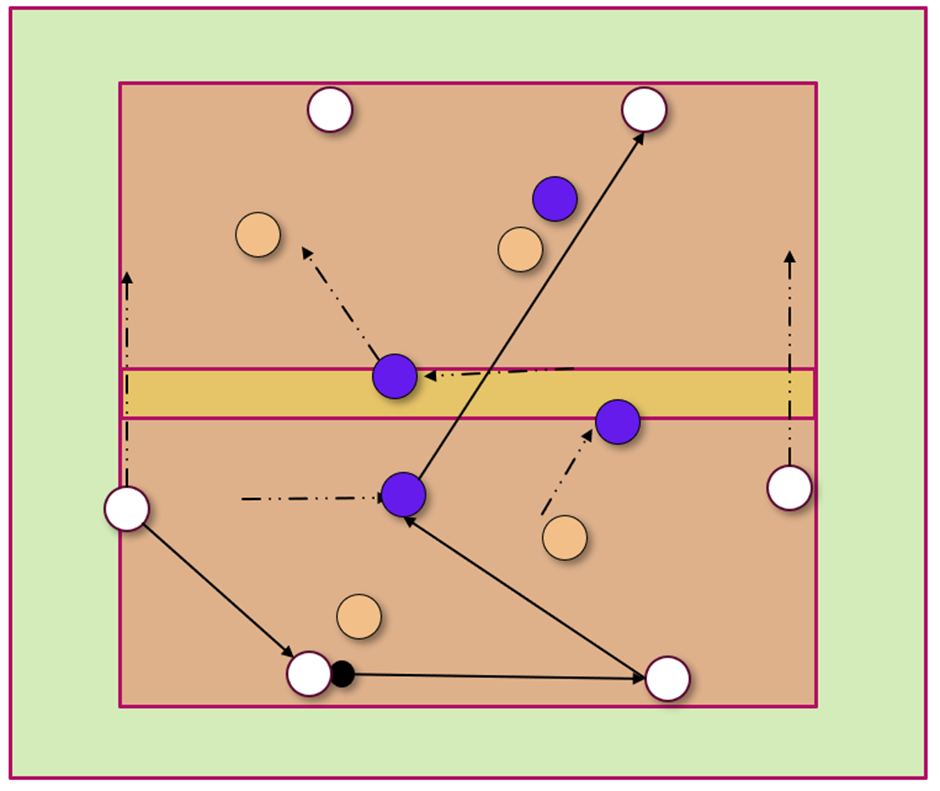 Positional Game 4 v 4 + 6 neutrals with two midfielders